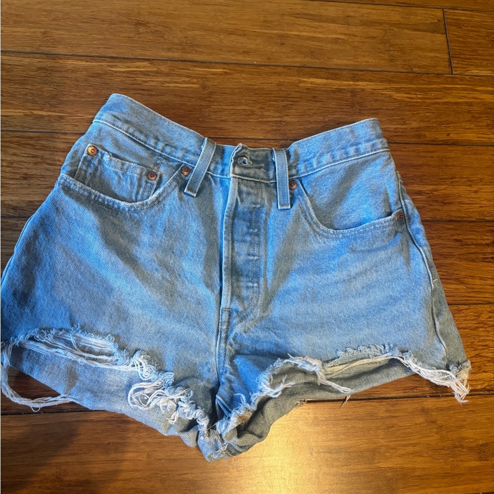 Levi's Blue Jean Shorts Distressed High-Waisted